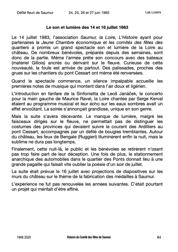 Saumur mémoires de Fêtes - 1983