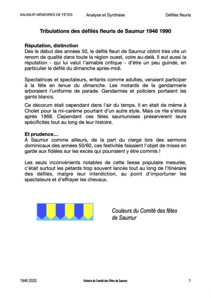 Saumur Mémoires de Fêtes