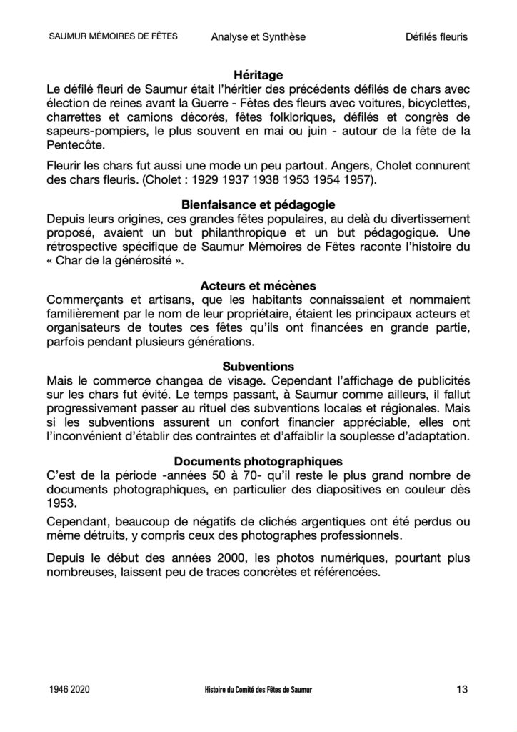Saumur Mémoires de Fêtes