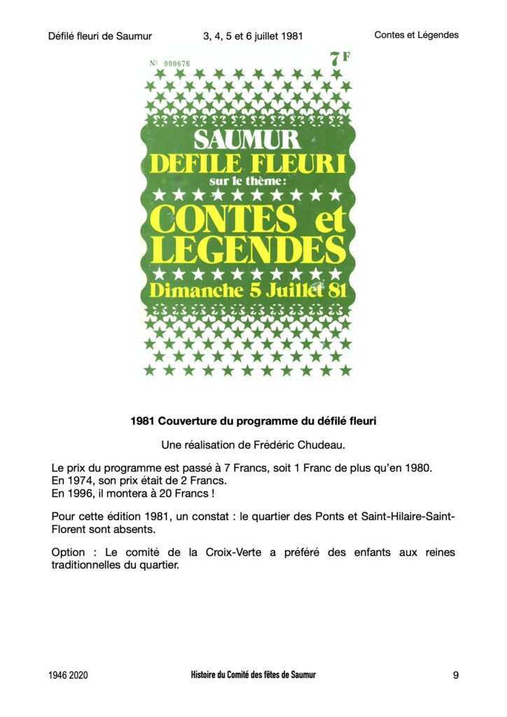 Saumur Mémoires de Fêtes - 1981