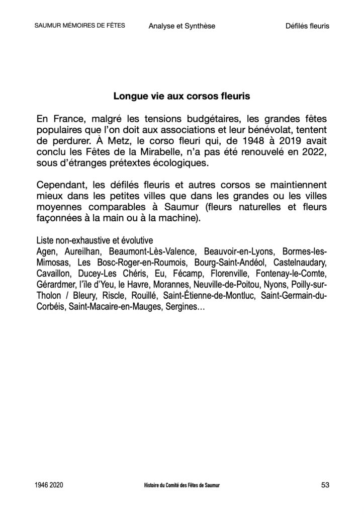 Saumur Mémoires de Fêtes