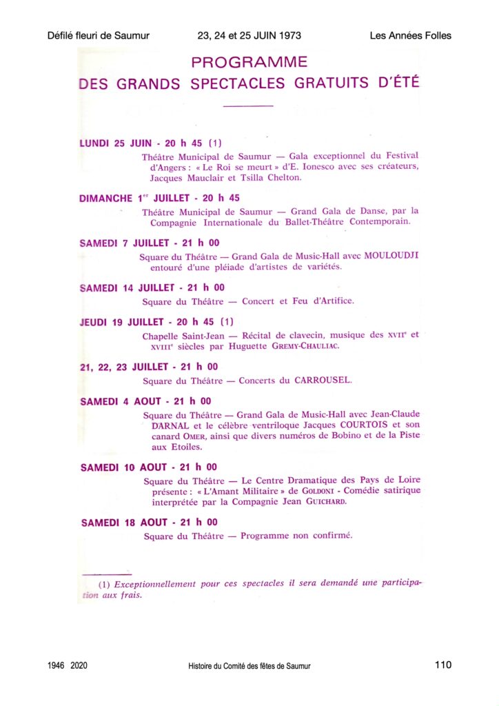 Saumur Mémoires de Fêtes - 1973