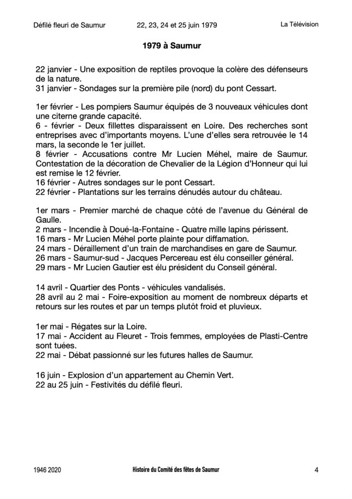 Saumur Mémoires de Fêtes - 1973