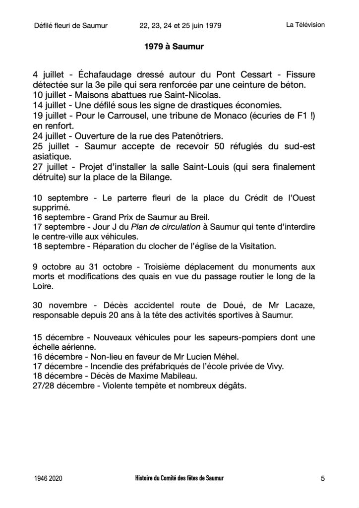 Saumur Mémoires de Fêtes - 1973