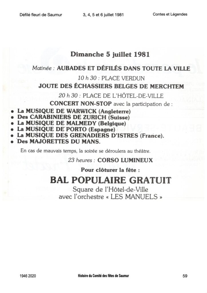 Saumur Mémoires de Fêtes - 1981